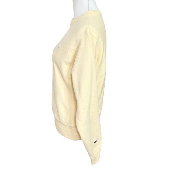 Champion Reverse Weave Sweatshirt Women’s XS Pale Yellow Crewneck Pullover Logo - Picture 4 of 11